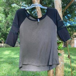 Green and Black Jersey Style 3/4 sleeve T-shirt